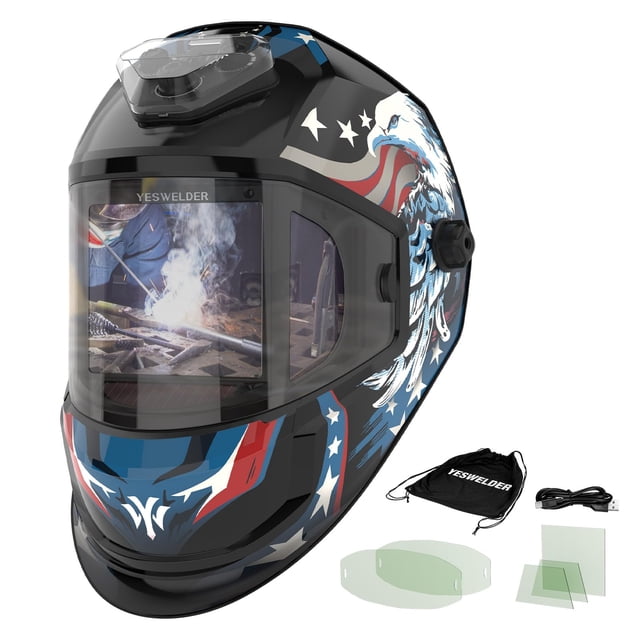 Casco de soldadura YESWELDER de oscurecimiento automático con 6 sensores de arco tipo C