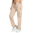 thumbnail image 3 of DDAPJ pyju Women's Hiking Pants Lightweight Quick Dry Cargo Pants Waterproof Travel Fishing Camping Pants with Drawstring Cuffs Beige M, 3 of 8
