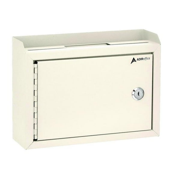 AdirOffice ALHI63102WHI Medium Size Steel Multi-Purpose Secure Drop Box, 9.8 x 3.4 x 7.5 in., White