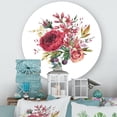 thumbnail image 2 of Designart 'Ancient Wildflowers and Burgundy Rose' Farmhouse Circle Metal Wall Art 11x11 - Disc of 11, 2 of 5