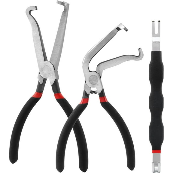 3 Pcs Electrical Disconnect Pliers 8 Inch 60 Degree Circuit Breaker Pliers Electrical Connector Plier Separator Automotive Wire Locking Push Tab, Black