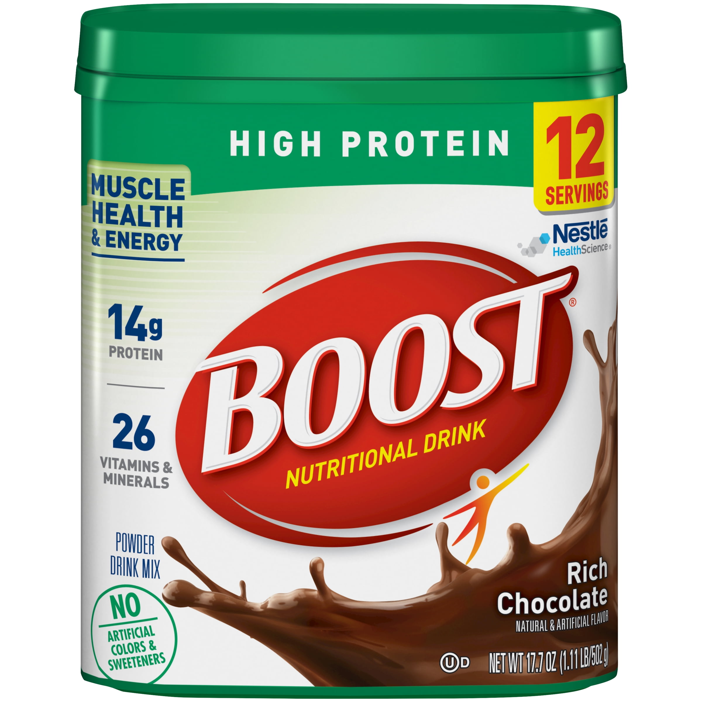 BOOST High Protein, Rich Chocolate, 14g Protein, 17.7 oz. Canister