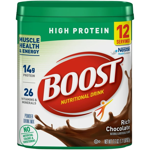 BOOST High Protein, Rich Chocolate, 14g Protein, 17.7 oz. Canister ...
