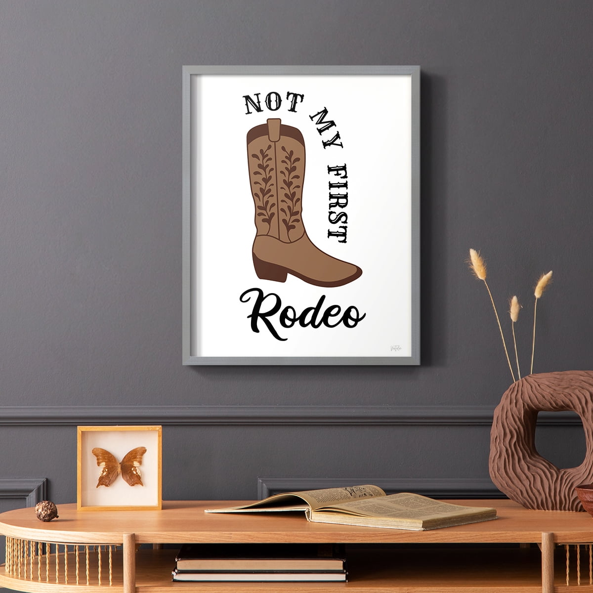 Not My First Rodeo in Gray Solid Wood 16 x 20 Framed Print