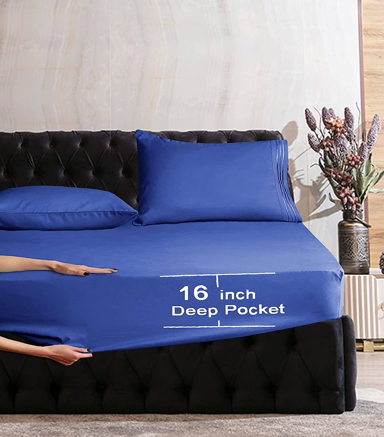 1500 Series Soft 1-Piece Fitted Sheet, Twin/Twin XL Royal Blue