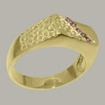 thumbnail image 3 of LBG British Made 9k Yellow Gold Natural Pink Tourmaline Mens band Ring - 33 size options - Size 10, 3 of 6