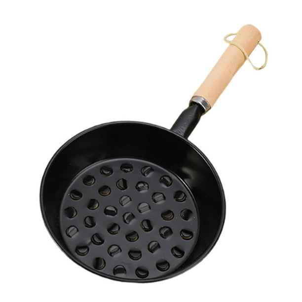 Encendedor de carbón portátil, bandeja de hierro fácil de usar con mango de madera 14 cm con agujero
