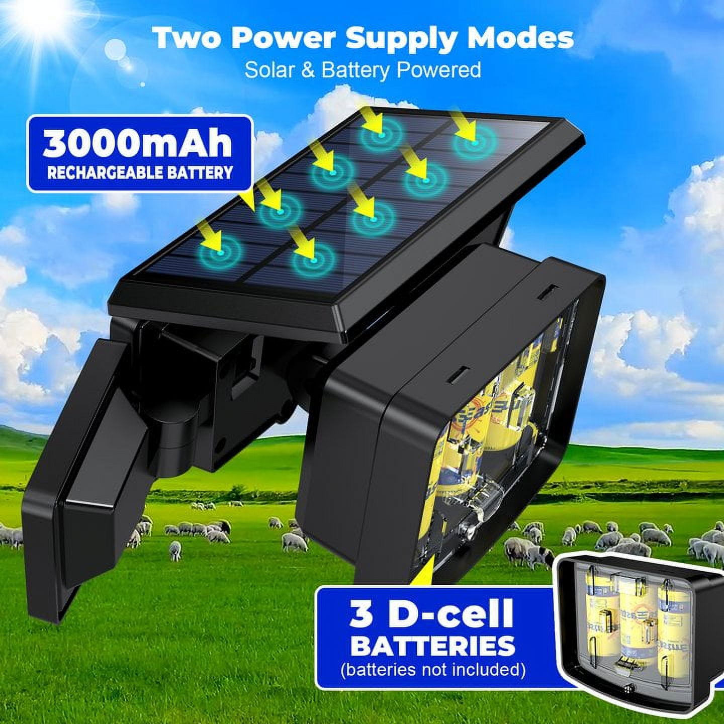 SZRSTH Solar Lights Outdoor - 225LED 3000LM Battery Solar Powered Motion Sensor Flood Lights for Patio Garage Yard
