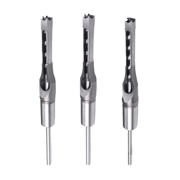 Broca de agujero HSS duradera para madera, cinceles para mortaja, taladro eléctrico para agujeros cuadrados 3 piezas