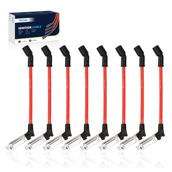 Techie Spark Plug Wires Set 9748GG 9748HH Compatible with Chevrolet Silverado Suburban Avalanche,GMC Sierra Yukon Escalade 4.8 5.3 6.0 6.2 V8 Engine Replace for 748UU 48322r