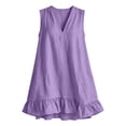 thumbnail image 5 of Sokhug Womens Sleeveless V Neck Dress Cotton Blend Ruffle Hem Casual Tunic Dress With Side Pockets Summer Beach Dresses, 5 of 7