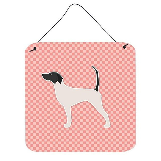 English Pointer Checkerboard Pink Wall or Door Hanging Prints