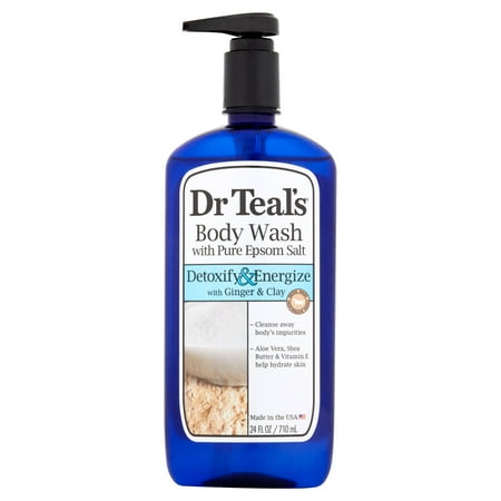 Ginger Nourishing Body Wash - Dr Teal's Ultra Moisturizing Detoxify & Energize with Ginger & Clay Body Wash, 24 fl oz