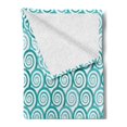 thumbnail image 2 of Retro Soft Flannel Fleece Throw Blanket, Abstract Flat Design Sea Waves Repeating Pattern on White Background, Cozy Plush for Indoor and Outdoor Use, 50" x 60", Teal Turquoise and White, by Ambesonne, 2 of 5