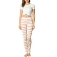 thumbnail image 2 of DARING DIVA High Waist Elastic Waistband Stirrup Pant L Red White-Stripe, 2 of 7