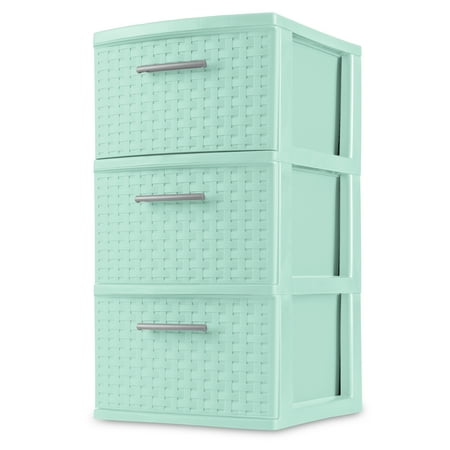 4 Drawer Tower - Sterilite, 3 Drawer Weave Tower, Classic Mint, Case of 2