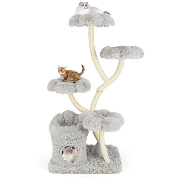 Infans Freestanding Cat Tower Tall Cat Tree w/ four Flower-shaped Platforms Cat Condo