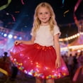 thumbnail image 2 of SGMVNU Tutu for Girls Sparkly Multi Layers Tulle Skirt Elastic Waist A Line Flowy Mini Dance Skirt for Holiday Party, Red, Size 3-14 Years, 2 of 6