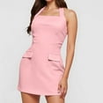 thumbnail image 2 of Minivestido ajustado y sexy con corsé para mujer: vestido corto de fiesta sin mangas con cuello cuadrado, cremallera trasera, bolsillos falsos y corte ajustado, 2 of 5