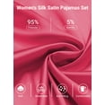 thumbnail image 6 of Silk Satin Pajama Set for Women - Long Sleeve Soft Button Down Loungewear Nightwear Pjs Sleepwear, Valentine's Day Gift for Her, Two-Piece Pajamas Set,S-XL, 6 of 12
