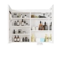 thumbnail image 5 of Tcbosik 32"x28" Bathroom Mirror Cabinet with LED Lights and Charging Station, Wall Mounted Medicine Storage Cabinet w/Cosmetic Holder and Paper Towel Slot Design, Adjustable Shelves & 2 Doors, White, 5 of 10