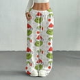 thumbnail image 2 of Women's Casual And Fashionable Greentown Printed Elastic Waist, Loose Straight Leg With Plush Pants With Rope, 2 of 2