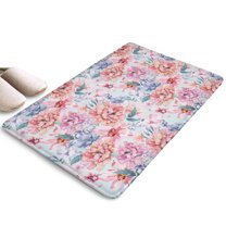 Pioneer Flower Floral Print Flannel Non Slip Door Rugs,Washable Door Mats Indoor,Decorative Door Mats,Dirt-Resistant and Absorbent Doormat for Entrance,Bedroom,Kitchen,Bathroom,23.5"x16"