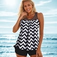 thumbnail image 2 of YuYuBao Women Swimsuits 2 Piece Striped Print Tummy Control Top With Boyshorts Two Suits Swimwears Tankinis Bathing Suits, 2 of 7