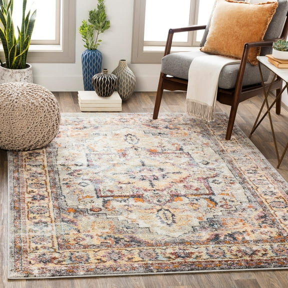 Livabliss Area Rugs for Living Room, 2x3 New Mexico Traditional Orange Rug, Bedroom Dining Room Home Decor Stain Resistant Carpet (2' x 2'11")