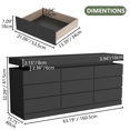 thumbnail image 2 of Black 9 Drawers Dresser with Charging Station and LED Lights for Bedroom, Modern Chest of Drawers for Closet, Wide Dresser Organizer for Bedroom, Living Room, Entryway, 2 of 7