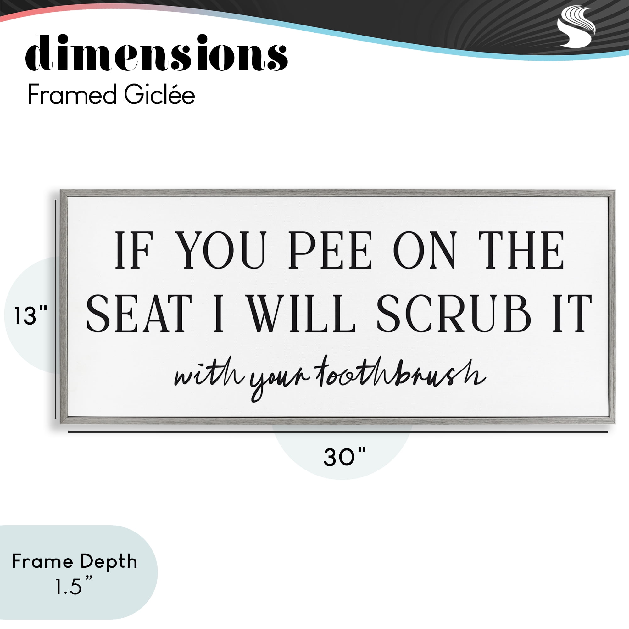 Stupell Industries Pee On The Seat Humor Gray Framed Giclee Art, design by Lettered and Lined
