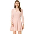 thumbnail image 1 of Unique Bargains Femmes Peter Pan Col Suisse Points à Manches Longues Rétro Mini Robe, 1 of 5
