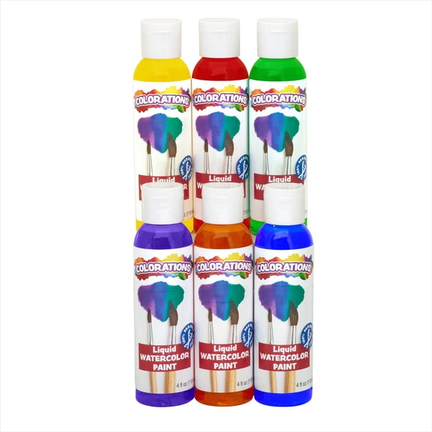 Colorations - Lwpack Pintura Líquida De Acuarela 4 Fl Oz Juego De 6 Pinturas No Tóxicas Manualidades Para Niños Hobby Diversión Pósteres De Color Agua Efectos Geniales Regalo Versátil