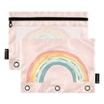 thumbnail image 2 of 2 Pack Pencil Pouch for 3 Ring Binder Smooth Zipper Folders with Pockets Clear Window Pencil Case Hand-painted Rainbow, 2 of 6