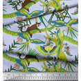 thumbnail image 3 of Soimoi Modal Satin Fabric Branches,Parrot & Leopard Jungle Print Fabric by Yard 42 Inch Wide, 3 of 3