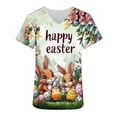 thumbnail image 5 of Levmjia Womens Tops Easter Printed T-Shirt V Neck Short Sleeve Retro Casual Blouse Polyester Comfortable Loose Fit Workwear Shirt, 5 of 6