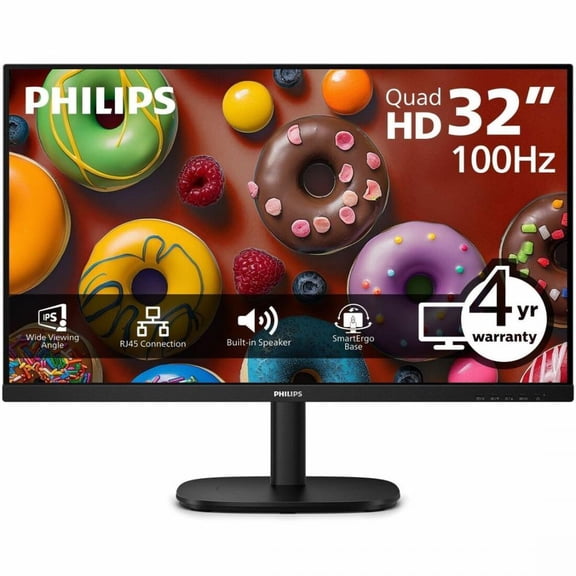 Philips 32B2U3601 32" Class WQHD LED Monitor - 16:9 - Black - 31.5" Viewable - In-plane Switching (IPS) Technology - WLED Backlight - 2560 x 1440 - 1.07 Billion Colors - Adaptive Sync - 350 Nit - 4...