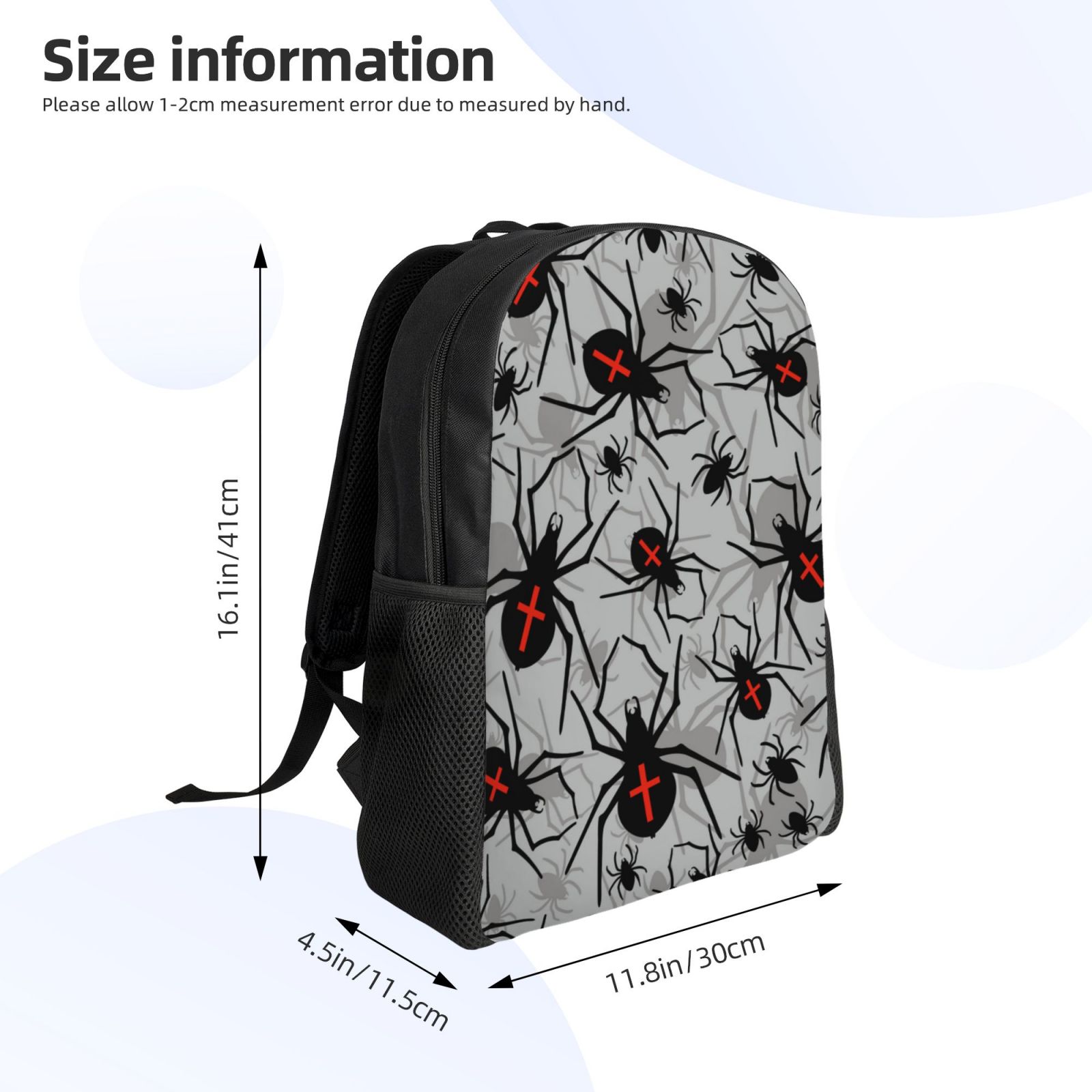 Xecao Spiders Print School Backpack with Laptop Compartment Small Travel Laptop Backpack for Women Men Waterproof College Backpack Simple School Bag