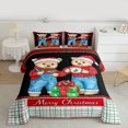 thumbnail image 4 of Manfei Cartoon Red Bear Child Bedding Comforter Set, Merry Christmas Twin Comforter Sets, Stripes Plaid Buffalo Reversible Bedding Set, Ultra Soft Home Decor, 2pcs, 4 of 8