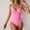 Pink, variant on LYMAYTER One Piece Swimsuits for Women Fashion Tummy Control Halter Bathing Suit Slim V Neck Swimwear S-2XL