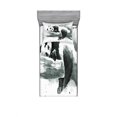 thumbnail image 2 of Ambesonne Black and White Fitted Sheet & Pillow Sham Set, Sleeping Panda, Full, Black White, 2 of 3