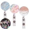 thumbnail image 2 of 3Pcs Portable Marble Retractable Badge Holder Reel Key ID Name Card Belt Clip, 2 of 9