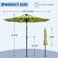 thumbnail image 2 of 10FT Solar Patio Umbrella with 32 LED Lights – UV Protection, 8 Sturdy Ribs – Crank Lift, Push Button Tilt – Outdoor Market Table Umbrella for Patio, Garden, Pool, 2 of 7