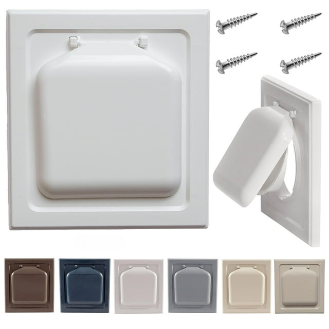 Tapa de ventilación para secadora, antiplagas, doble puerta, 4 pulgadas, blanca, EE. UU.