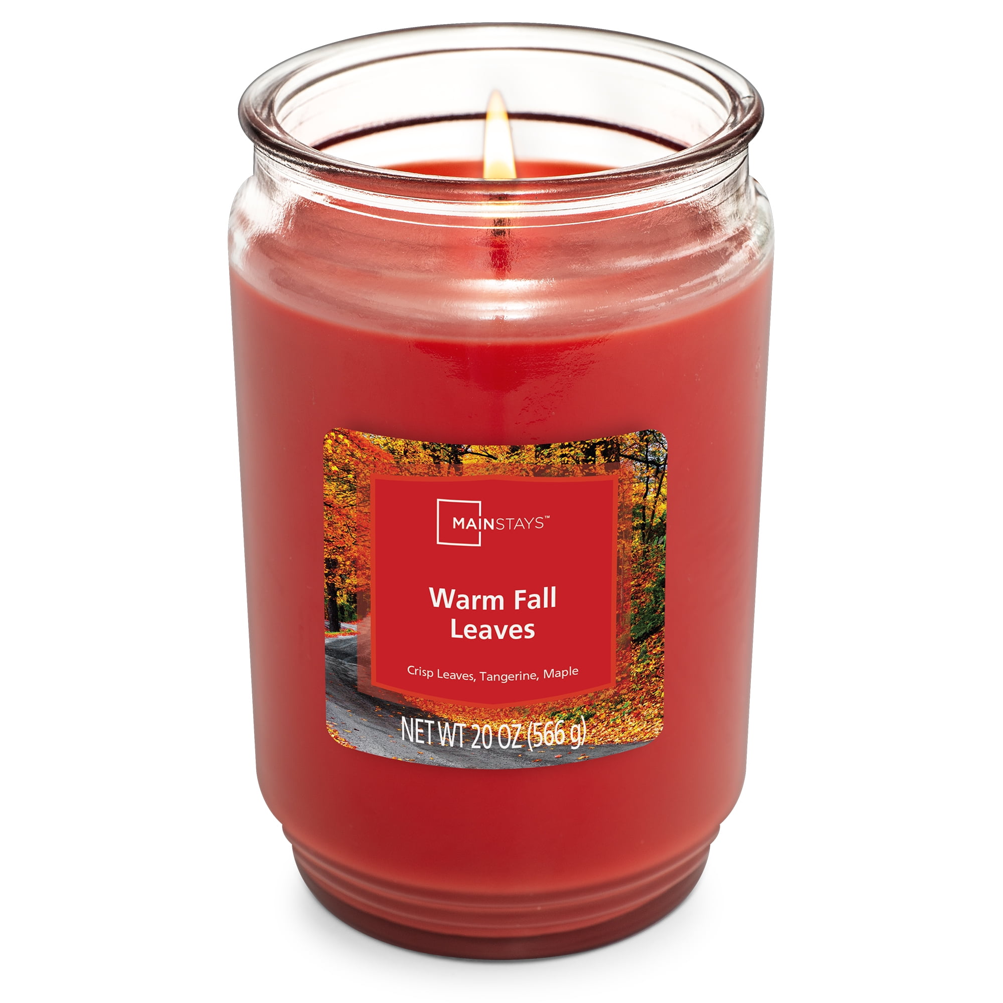 (4 pack) Mainstays Warm Fall Leaves 3 Wick Candle, 20 Oz