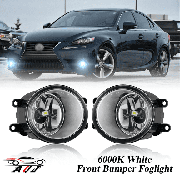 Pair Front Fog Lights Kit for Lexus IS250 IS350 2011-2015, 6000K White Off-Road Lamps Black Front Bumper LED Foglights