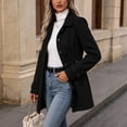 thumbnail image 4 of Edvintorg Womens Trench Coat Solid Color Long Sleeve Loose Long Jacket Turndown Collar Casual Button Down Outerwear with Pocket Woman Clothes Black S-2XL, 4 of 7