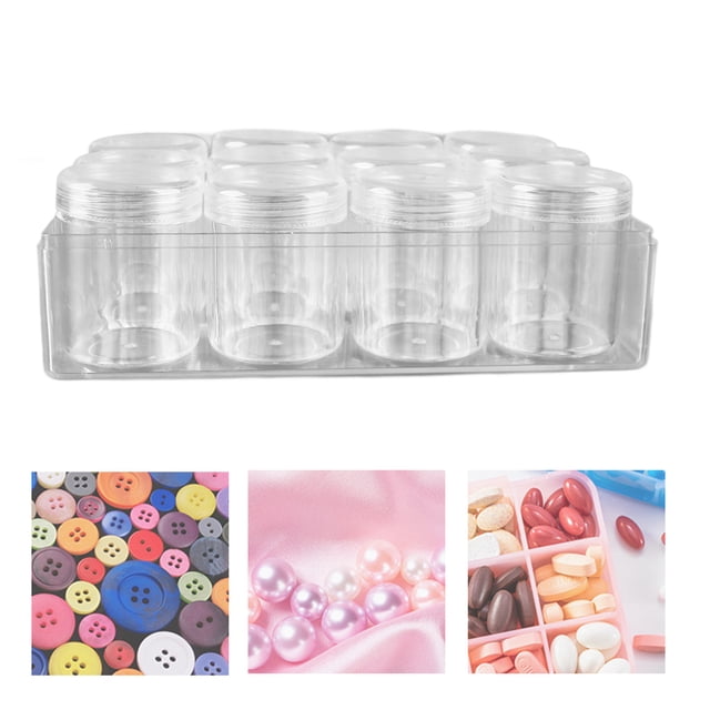 Caja De Tableta De Plástico Redonda Transparente, Con 12 Cuadrículas, Doble Sellado, Diseño De Espiral, Cuerpo De Botella Transparente, Para Botones, Cuentas, Juguetes,
