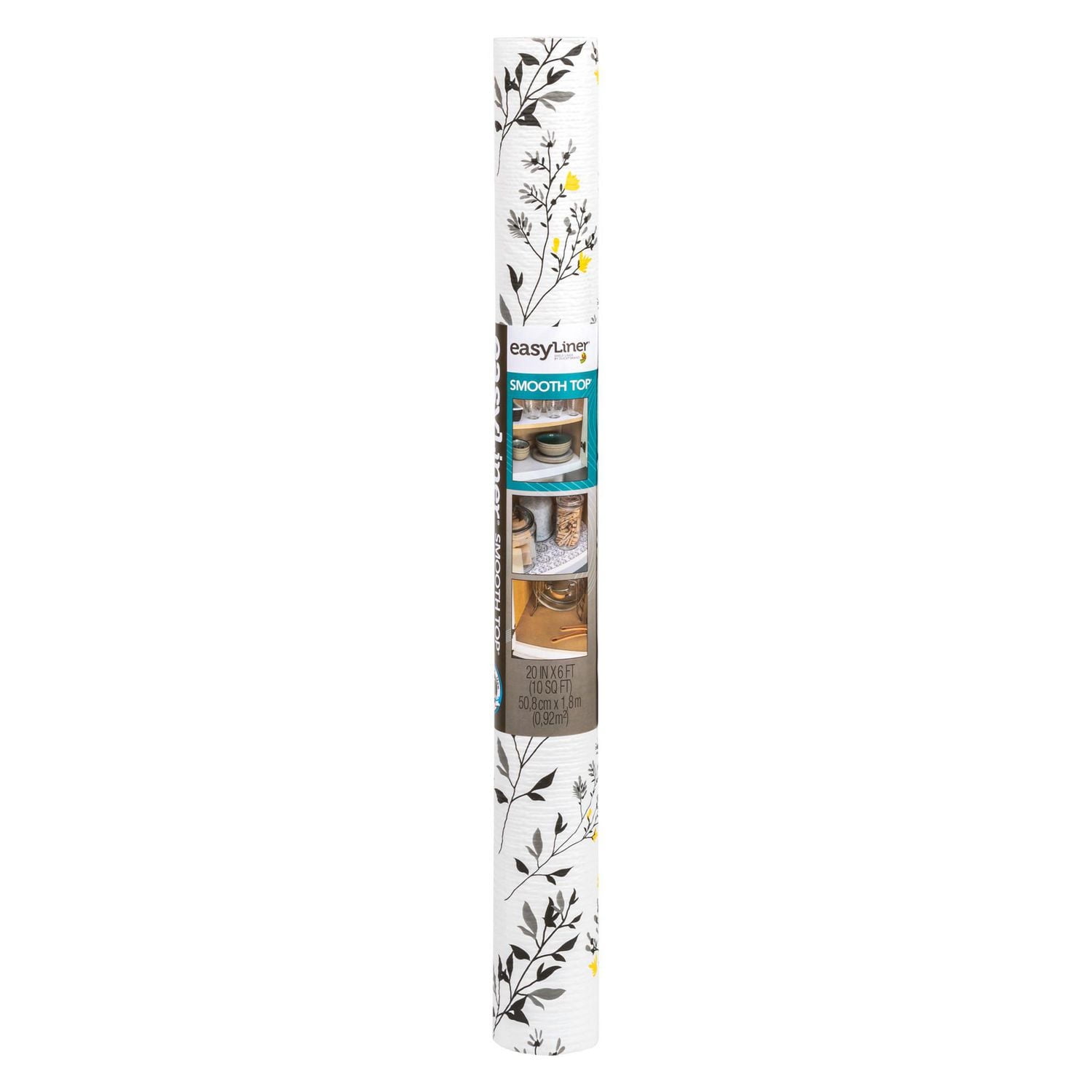 Smooth Top EasyLiner Brand Shelf Liner, Dark Gray Branch, 20 in. x 6 ft.