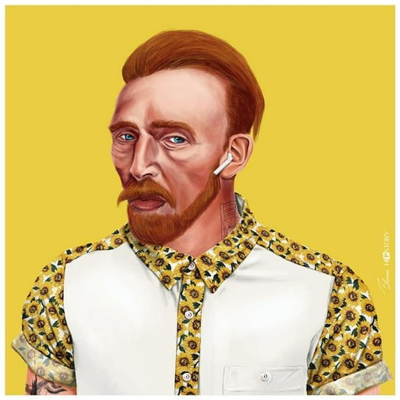 "Hip Vincent Van Gogh" Frameless Free Floating Reverse Printed Tempered Art Glass Wall Art